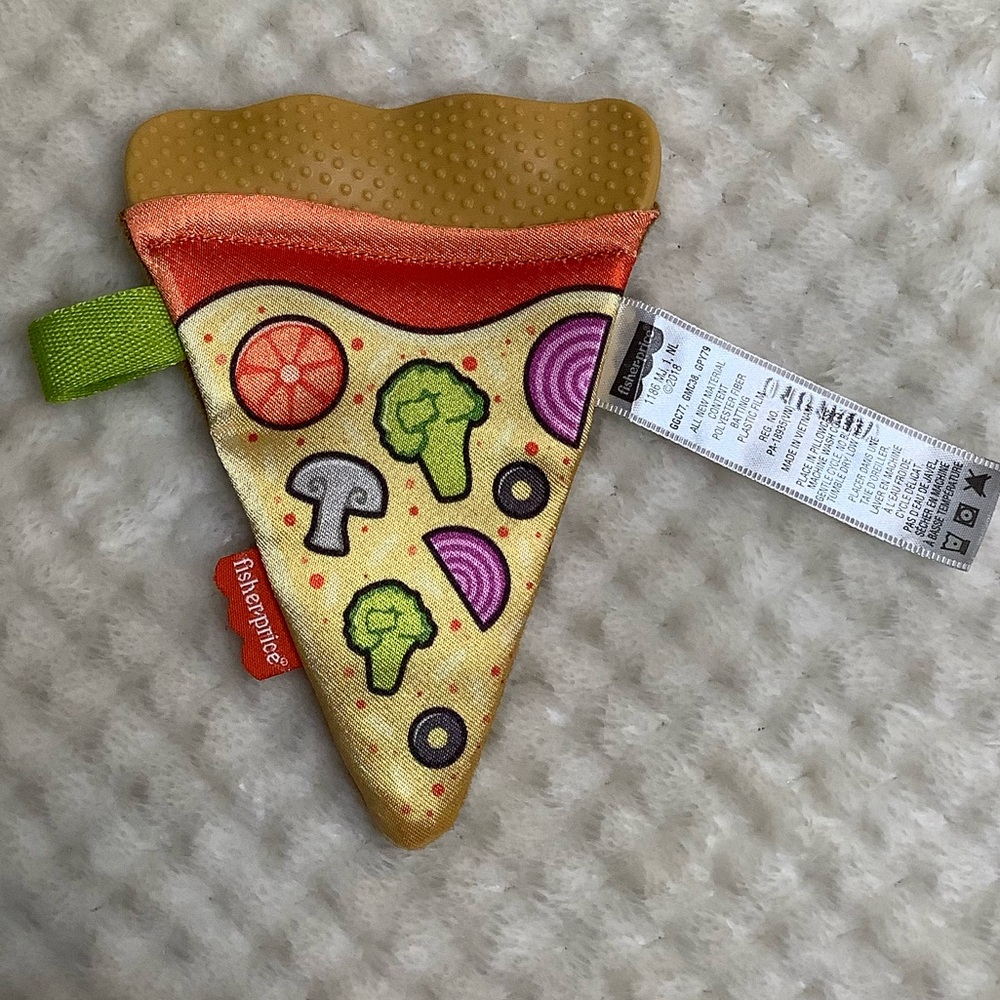 Fisher Price Pizza Slice Baby Teether Sensory Learning Crinkle Toy